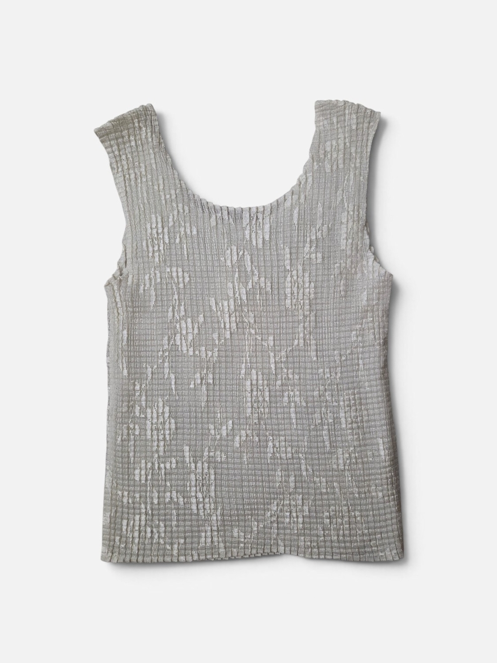 Vintage Crinkle Textured Floral Top In White